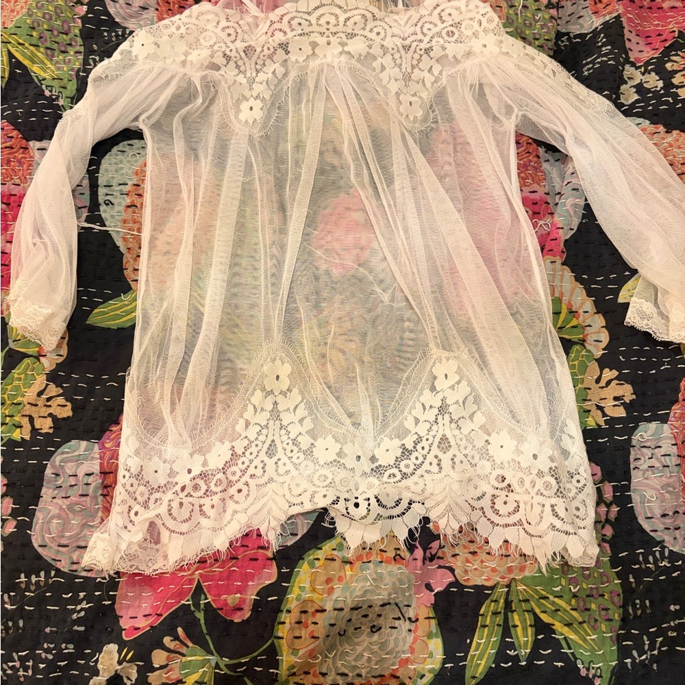 Sheer White Lace Blouse